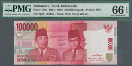 01783 Indonesia / Indonesien: 100.000 Rupiah 2004/05 P. 146b With Rare Serial Number QAU 123456, Condition - Indonésie