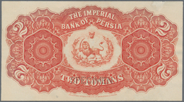 01785 Iran: Imperial Bank Of Persia Front And Reverse Specimen Of 2 Toman 1890-93, Printed By Bradbury & W - Irán