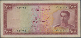 01802 Iran: 1000 Rials 1951 P. 53 In Used Condition With Several Folds And Creases But Not Washed Or Press - Irán