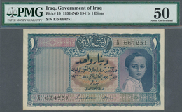 01806 Iraq / Irak: 1 Dinar 1931, P.15, PMG Graded 50 About Uncirculated - Irak