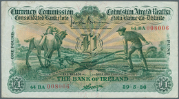 01812 Ireland / Irland: 1 Pound 1936 P. 8a, Ploughman Note, Folded Horizontally And Vertically, No Holes O - Ierland