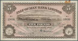 01823 Isle Of Man: 5 Pounds 1960 P. 6Ab, Slight Vertical And Horizontal Folds, Staining At Upper Right, No - Other & Unclassified