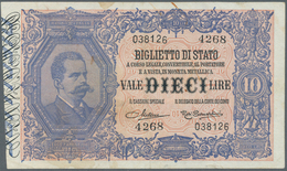 01844 Italy / Italien: Set Of 3 Different Banknotes 10 Lire L.1888, P. 20c (pressed, F), P. 20h (aUNC), P. - Otros & Sin Clasificación