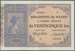 01846 Italy / Italien: 25 Lire 1895 P. 21, Very Rare Note, Light Center Fold With Professionally Restored - Other & Unclassified