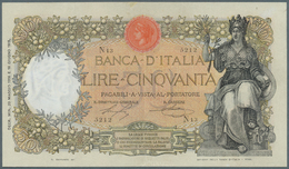 01853 Italy / Italien: 50 Lire 1916 P. 43a, Rare Note, Only One Minor Repair At Upper Border, Otherwise Ve - Other & Unclassified