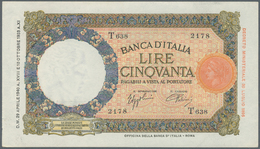 01855 Italy / Italien: Set Of 2 Nearly Consecutive Notes 50 Lire 1940 P. 54b, Numbers #2178 And #2176 Very - Andere & Zonder Classificatie