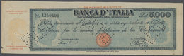 01860 Italy / Italien: 5000 Lire 1945 P. 78a, Contemporary Forgery, 3 Times Perforated "Falso", Pinholes A - Altri & Non Classificati