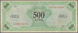 01874 Italy / Italien: 500 Lire 1943 P. M16b, Washed And Pressed, 3 Vertical Folds, No Holes Or Tears, Sti - Sonstige & Ohne Zuordnung