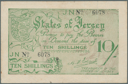 01897 Jersey: 10 Shillings ND(1941-42) P. 5a, Light Center Fold, Some Stain Dots At Lower Left, Condition: - Other & Unclassified