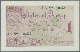 01898 Jersey: 1 Pound ND(1941-42) P. 6a, One 2mm Tear At Lowe Rborder, One Light Fold, Very Crisp Original - Andere & Zonder Classificatie