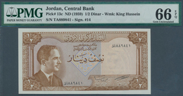 01904 Jordan / Jordanien: 1/2 Dinar ND(1959) P. 13c, In Condition: PMG Graded 66 GEM UNC EPQ. - Jordanië