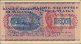 01911 Katanga: Interesting Note Of 50 Francs 1960 P. 7p As Proof Print With Error Print, Back Side Print A - Sonstige – Afrika