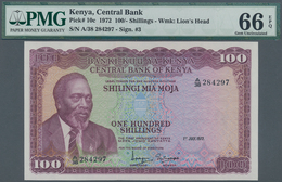 01912 Kenya / Kenia: 100 Shillings July 1st 1972, P.10c In Perfect Uncirculated Condition, PMG Graded 66 G - Kenya