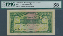 01926 Lebanon / Libanon: 50 Piastres 1942 P. 37 In Condition: PMG Graded 35 Choice VF. - Líbano