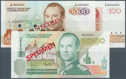 01948 Luxembourg: Set Of 3 Specimen Banknotes Containing 100 Francs P. 58s, 1000 Francs P. 59s And 5000 Fr - Luxemburgo
