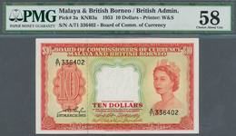 01971 Malaya & British Borneo: 10 Dollars 1953 P. 3a In Condition: PMG Graded 58 Choice About UNC. - Malesia