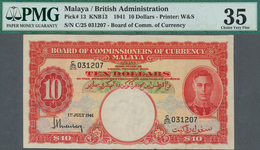 01982 Malaya: 10 Dollars 1941 P. 13 In Condition: PMG Graded 35 Choice VF. - Malaysia