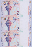 01996 Malaysia: Uncut Sheet Of 3 Pcs 2 Ringgit ND P. 40 In Original Folder From The Central Bank Of Malays - Malaysie