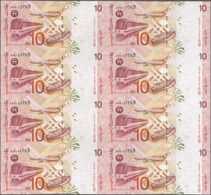 01998 Malaysia: Uncut Sheet Of 8 Pcs 10 Ringgit ND(1997) P. 42 In Condition: UNC. (8 Pcs Uncut) - Malaysie