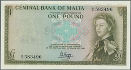 02014 Malta: 1 Pound L.1967 P. 29a, Pressed, Light Folds (hard To See), Condition: VF+. - Malte