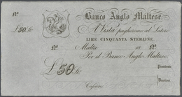 02018 Malta: 50 Lire Serling 18xx Banco Anglo Maltese, Remainder, Unsigned In Condition: UNC. - Malta