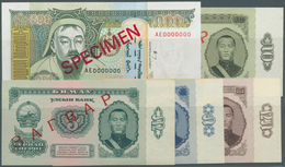 02035 Mongolia / Mongolei: Set Of 5 Specimen Notes Containing 3, 5, 25, 50 Tugrik P. 36s-40s And 500 Tugri - Mongolië