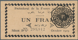 02042 Morocco / Marokko: 1 Franc 1919 Protectorat De La France Au Maroc P. 6, One Center Fold, Condition: - Morocco
