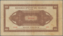 02043 Morocco / Marokko: Set Of 2 Notes 1000 Francs 1943 P. 28, Both In Similar Condition With Folds And C - Marruecos