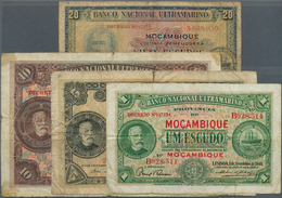 02044 Mozambique: Set Of 4 Banknotes 20 Escudos 1945 P. 96 (VG), 1 Escudo 1941 P. 81 (F-), 5 Escudos 1941 - Moçambique