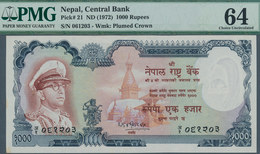 02048 Nepal: 1000 Rupees ND(1972) P. 21 In Condition: PMG Graded 64 Choice UNC. - Népal