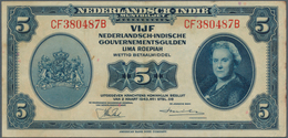 02055 Netherlands Indies / Niederländisch Indien: Set With 10 Banknotes Containing 4 X 5 Gulden, 3 X 10 An - Indie Olandesi