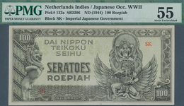 02058 Netherlands Indies / Niederländisch Indien: 100 Rupiah 1944 P. 132a, Condition: PMG Graded 55 AUNC. - Dutch East Indies