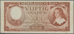 02074 Netherlands / Niederlande: 50 Gulden 1945 P. 78, Several Folds And Creases In Paper, A 6mm Tear At L - Andere & Zonder Classificatie
