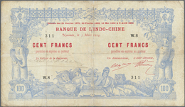 02097 New Caledonia / Neu Kaledonien: 100 Francs 1914 Noumea Banque De L'Indochine P. 17, Used With Strong - Numea (Nueva Caledonia 1873-1985)