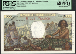 02103 New Caledonia / Neu Kaledonien: Banque De'l Indochine, Noumea 1000 Francs ND(1963) SPECIMEN, P.43ds, - Nouméa (New Caledonia 1873-1985)