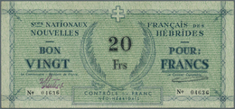 02105 New Hebrides / Neue Hebriden: 20 Francs ND P. 2, Rare Note, Some Very Light Vertical Folds, No Holes - Nieuwe-Hebriden