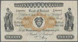 02131 Northern Ireland / Nordirland: 20 Pounds 1929 P. 54, Bank Of Ireland, Highly Rare Note, Crisp Paper, - Sonstige & Ohne Zuordnung