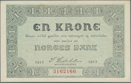 02169 Norway / Norwegen: Set Of 2 Banknotes 1 Kroner 1917 P. 13, Both With Crisp Paper And Only Light Dint - Noorwegen
