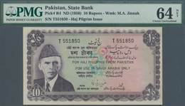 02184 Pakistan: 10 Rupees Haj Pilgrim Issue ND(1940) P. R4 In Condition: PMG Graded 64 Choice UNC NET. - Pakistán
