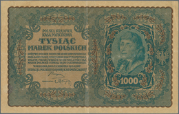 02191 Poland / Polen: 1000 Marek Polskich 1919, P.29 Erroneously Printed In Green Color On Front Like The - Poland