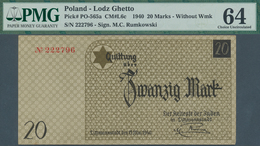 02215 Poland / Polen: Ghetto Lodz 20 Mark 1940 W/o WMK., Condition: PMG Graded 64 Choice UNC. - Poland