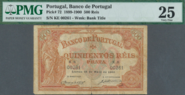 02219 Portugal: Banco De Portugal 500 Reis 1900, P.72, Stained Paper With Several Folds, Tiny Hole At Cent - Portogallo