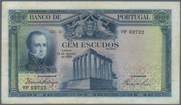02230 Portugal: 100 Escudos 1930 P. 140, 3 Vertical And One Horizontal Old, Pressed, Very Tiny Professiona - Portogallo