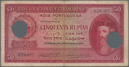 02243 Portuguese India / Portugiesisch Indien: Set With 3 Banknotes 50 Rupias 1945 With Cancellation Holes - India