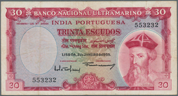 02244 Portuguese India / Portugiesisch Indien: 30 Escudos 1959 P. 41, Used With Folds, Stains A Long Folds - Indien