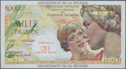 02250 Réunion: 20 NF On 1000 Francs ND(1960) P. 55, Only A Light Center Bend And Minor Corner Folding, Cri - Réunion