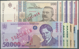 02263 Romania / Rumänien: Set Of 11 Specimen Notes Containing 1000 Lei 1998 (UNC), 5000 Lei 1998 (UNC), 2x - Romania