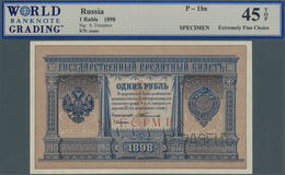 02265 Russia / Russland: 1 Ruble 1898, Sign. Timashev SPECIMEN, P.1bs, WBG Graded 45 Extremely Fine Choice - Russia