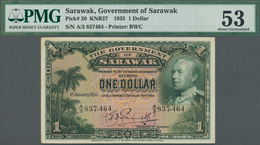 02298 Sarawak: 1 Dollar 1935 P. 20 In Condition: PMG Graded 53 AUNC. - Malesia