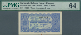 02299 Sarawak: 25 Katis Rubber Coupon 1941 P. NL, SKR 3d, In Condition: PMG Graded 64 Choice UNC. - Maleisië